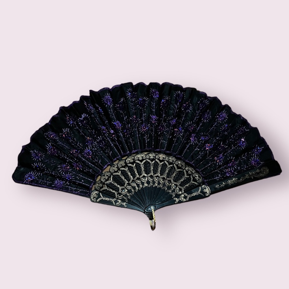 Black And Purple Handheld Fan